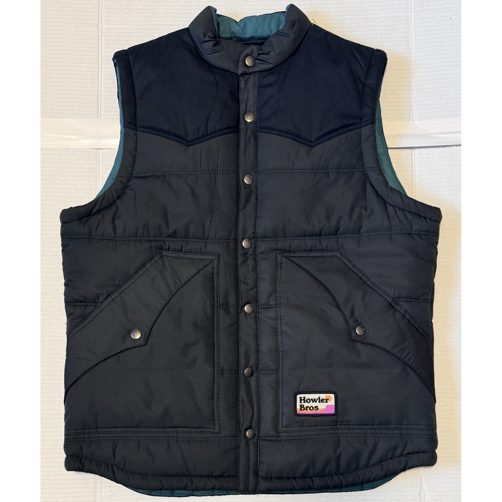 HOWLER BROS Rounder Vest - Men's Gray & Black Western Puffer Insulated - Medium